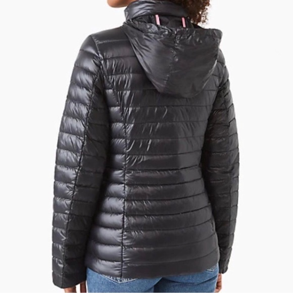 SOLD❣️❣️Kate Spade Black Puffer Hooded Jacket includes package quilted bag - Picture 2 of 16